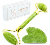 Disemot Jade Roller & Gua Sha Scraping Massage Tool, Facial Massager, Classic, Green, Anti-Aging, Cooling, Slimming & Firming, Great as Stocking Stuffer