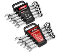 DISEN 10Pcs Ratcheting Wrench Set SAE & Metric Ratchet Wrench Set with Rack Organizer, Premium CR-V Steel, 12 Point, 72 Teeth, Box End and Open End Ratcheting Wrench Set