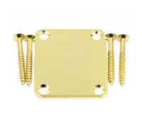 Disen Metal 4 Holes Guitar Neck Plate with Screws, Guitar Neck Joint Board for Bass Guitar Replacement Parts (Gold)