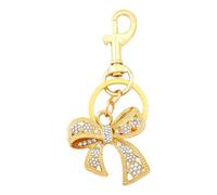 Disengor Rhinestone Bow Bag Charm Keychain - Gold Sparkly Bow Key Chain - Cute Purse Backpack Handbag Accessories for Women, Gold, 11.8