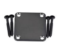 DISENS Bass Guitar Neck Plate with Mounting Screws,Replacement Metal Neckplate 4 Holes Neck Joint Board for Electric Guitar (Black)