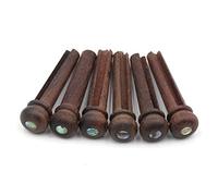 DISENS Wood Guitar Pins Rosewood Strings Pegs Slotted Endpin with Abalone Dot, Acoustic Guitar Bridge Parts Replacement & Accessories Pack of 6