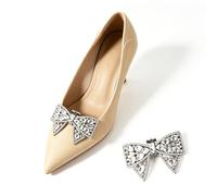 DisepArt Rhinestone Bow Shoe Clips Removable Silver Crystal Shoe Charms Sparkling Alloy Shoe Buckles for Women’s High Heels Pumps Flats Perfect for Wedding, Bridal, Prom, Party Supplies