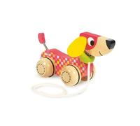 Goula Pull Along Dog - Cute Cause & Effect Pull Along Wooden Toy for Young Children - Encourage Hand Eye Coordination & Fine Motor Skills - Adorable, Engaging & Interactive Toy for Kids - 12 Months +