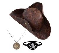 Disfraz Pirata Renacentista Para Halloween,Traje Retro De Sintético Para Fiestas Y Escenarios | Sombrero Pirata Decoración Disfraz | Retro Artificial Realista Fiesta Rol