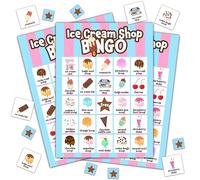 Disfuco Ice Cream Bingo Game, Summer Party Games Bingo Cards for Adults, Ice Cream Birthday Party Games, Baby Shower Games, Ice Cream Party Favors Supplies Decorations, 24 Players Bingo Game (B04)