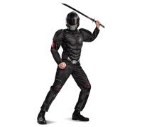 Disguise 104629D Snake Eyes Adult, Official Mens Gi Joe Costume Jumpsuit with Muscles and Mask Sized, Black, X-Large (42-46)