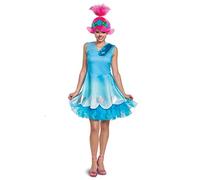 DISGUISE 105189E Poppy, Official Trolls World Tour Movie Adult Costume and Headpiece Sized, Blue, Large (12-14)