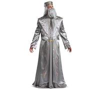DISGUISE 107679D Dumbledore, Official Harry Potter Wizarding World Adult Costume Robe and Hat Outfit Sized, Silver, X-Large (42-46)