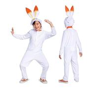 DISGUISE 109749L-V2-20L SCORBUNNY HOODED JUMPSUIT CLASSIC Pokemon Dress Up & Accessories, White, One Size