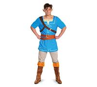 Disguise 116419D Link Men, Official Zelda Costume Tunic and Ears Outfit from Breath of The Wild Adult Sized, Multicolored, Large (42-46)