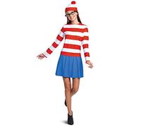 DISGUISE 119489F Wheres Waldo Halloween, Official Adult Wenda Costume Set with Shirt and Skirt Outfit Sized, Striped, Multicolored, X-Large