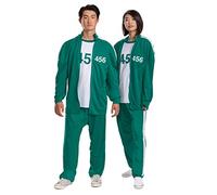 Disguise 144289SM-20l Womens Squid Game Player 456, Official Adult Sized Faux Zipper Costume Tracksuit Track Suit, Green, S