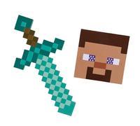 DISGUISE 156259 Minecraft Role Play, Boys, Diamond, One Size, Sword & Steve Mask Set