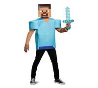 DISGUISE 67695 Steve Classic Costume Minecraft, Turquoise, One Size Adult