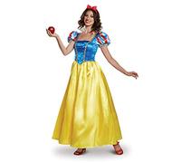 DISGUISE 88982E Snow White, Official Disney Princess Deluxe Costume Dress Adult Size, Solid, Blue/Yellow, Large (12-14)