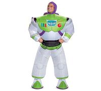 DISGUISE 89448AD Disney Buzz Lightyear Inflatable Toy Story 4 Costume, Cartoon, White, One Size Adult
