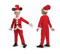 DISGUISE Disney Christmas Mickey Dress Up, Official Disney License Toddler Fancy Dress Costume for Boys Inspired by Mickey Mouse, Features a Red Long Sleeve Onesie with Santa Hat Mickey Ears, Multi