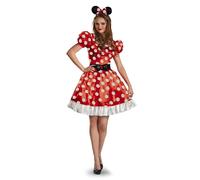 Disguise Ladies Red Minnie Mouse Fancy Dress Costume, Red/Black/White, Small (4-6) US
