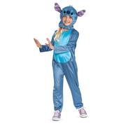 Disney Lilo & Stitch Stitch Fancy Dress for Kids, Official Disney by Disguise, Stitch Jumpsuit for Kids, Includes Hood with Dimensional Ears and Soft Fabric, 5-6 Years