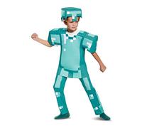 DISGUISE DISK65662L Official Deluxe Diamond Armour Minecraft Made with Super Soft Material-Christmas Halloween Costumes for Kids, Blue, Small