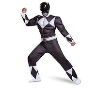 DISGUISE 79733C Black Ranger Classic Muscle Adult Costume Power Sized, XX-Large