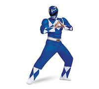 Disguise Official Deluxe Muscle Blue Power Rangers Costume Adult, Superhero Costumes For Adults X-Large