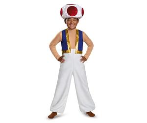 Disguise Official Deluxe Nintendo Super Mario Toad Costume Kids includes Toad Mario Hat, Mario Mushroom Costume Fancy Dress Up Outfit for Children World Book Day Costumes for Boys Medium