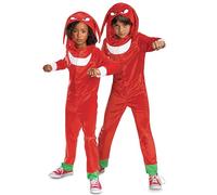 Disguise Sonic Movie Knuckles Fancy Dress Jumpsuit for Kids, Officially Licensed, Inspired by Sonic 3 Movie, Includes Detailed Fabric Hood, Soft Fabric, Ages 7-8