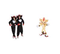 DISGUISE Sonic The Hedgehog Shadow Adult Dress Up with 12.7 cm Action Figure Bundle, Perfect for Halloween or Birthdays, Officially Licensed Product and Jakks Pacific, Size S/M