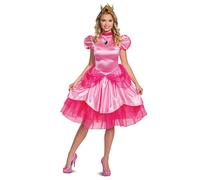 DISGUISE 10693B Princess Peach Official Nintendo Super Mario Bros Adult Costume Dress and Crown, Solid, Pink, M