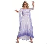 Disguise 104159E, Official Disney Frozen 2 Elsa Adult Costume Dress Outfit Sized, White & Blue, L