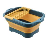Dish Basin - Durable Foldable Sink Pan, Multipurpose Tub with Drain Plug | Space Saving RV Cleaning Container for Outdoor Kitchen, Farm Camping Vegetable Fruit Rinsing Laundry Util