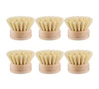 Dish Brush 6Pcs Dish Brush Replacement Head, 2x2" Sisal Dish Scrub Brush Replacement Head, Wooden Round Dish Cleaning Brush Replacement Head for Pot, Pan