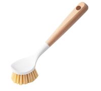 Dish Brush Pot Brush Multi Functional Long Handled Kitchen Cleaning with Wooden Handle, Non Greasy , Dish and Bowl(24cm)