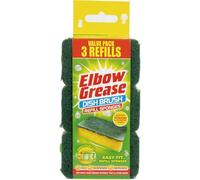 Dish Brush Refill Sponges - 3 Pack, Yellow Scrubbers for Tough and Stubborn Stains