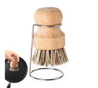 Dish Brush - Wooden Handle Sink Cleaner with Drain Rack | Rubberwood Sisal Bristles for Pots, Grout, Tile, Bathroom, Shower, Kitchen, Sink, Cleaning, Plates, Glass, Dish, 3.15x2.17 Inch