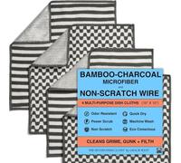 Dish Cloths - Bamboo-Charcoal Microfiber & Non-Scratch Wire - Set of 4 - Odor Resistant - Grime Fighting - Rapid Dry - Scrubbing Power - Easy Clean. The Severn Dish Cloth by Gracie West