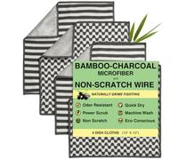 Dish Cloths - Bamboo-Charcoal Microfiber & Non-Scratch Wire - Set of 4 - Odor Resistant - Grime Fighting - Rapid Dry - Scrubbing Power - Easy Clean. The Severn Dish Cloth by Gracie West