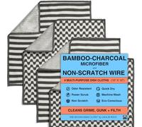 Dish Cloths - Bamboo-Charcoal Microfiber & Non-Scratch Wire - Set of 4 - Odor Resistant - Grime Fighting - Rapid Dry - Scrubbing Power - Easy Clean. The Severn Dish Cloth by Gracie West