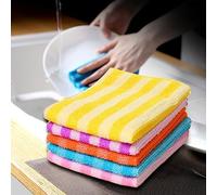Dish Cloths for Washing Up 5 Pack Microfiber Dish Cloth For Washing Dishes Striped Dish Towel Rags Best Kitchen Washcloth Cleaning Cloths Random Color 12 Kitchen Towels Cute (Yellow, One Size)