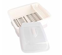 Dish Drainer Drying Rack, Minimalist Space Saving Simple Storage Covered Dish Drying Bowl with Lid for Home Kitchen Draining Shelf Drip Tray Box Plastic Stand (Medium)