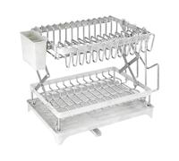 Dish Drainer for the Kitchen Worktop, Removable with 2-Tier Draining Board, Dish Drainer Over the Sink, for Restaurant and Cafe, Plates, Frying Pans, Forks, Chopping Boards Cup