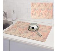 Dish Drainer Mat Microfiber Dish Drying Mat for Kitchen Countertop Absorbent Draining Mat Non Slip Large Soft Colors Eiffel Tower Dish Drainer 24x18 inch