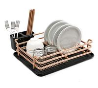 Dish Drainer, Rack, Aluminium with a Drip Tray（Rose)