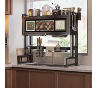 Dish Drainer Rack - Over-the-Sink Kitchen Storage, Simple Print Carbon Steel, Ideal for Efficient Kitchen Organization