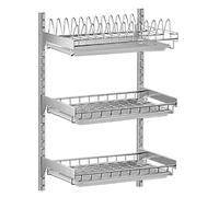 Dish Drainer Rack Wall Mounted Dish Rack Stainless Steel Wall Hanging Bowl Plate Drain Shelf Kitchen Storage Organizer Dish Drying Rack Organizer Shelf Utensil Holder ( Color : A , Size : 3 Tiers )