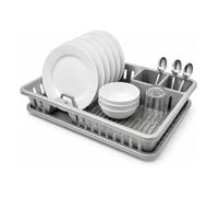 Dish Drainer Rack with Drip Tray & Cutlery Holder for Plates & Cups