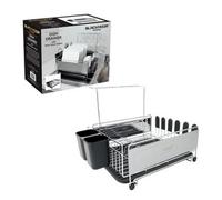 Dish Drainer With Cutlery Wine Glass Cup Holders Stainless Steel Removable Tray