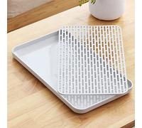 Dish Drainer With Drip Tray, Kitchen Drying Rack, Draining Board for Dishes, 31x17cm, White, 1 Piece